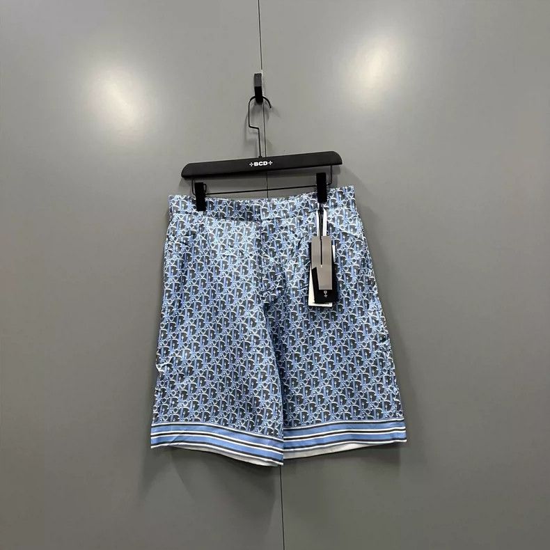 Dior Blue Monogram Print Casual Shorts- DMC