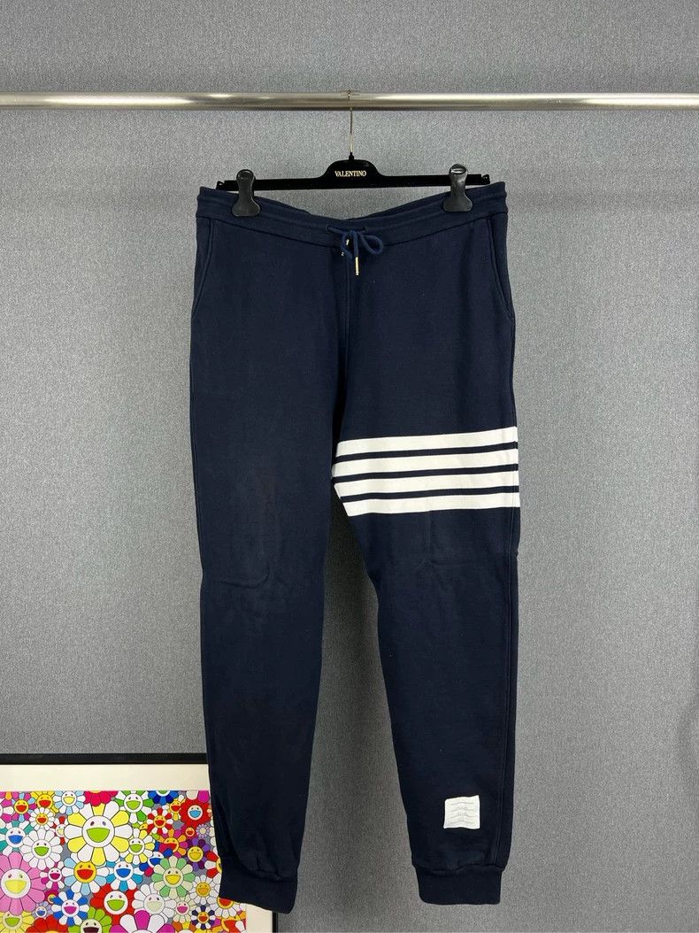 THOM BROWNE Blue Striped Knit Pants - dmc