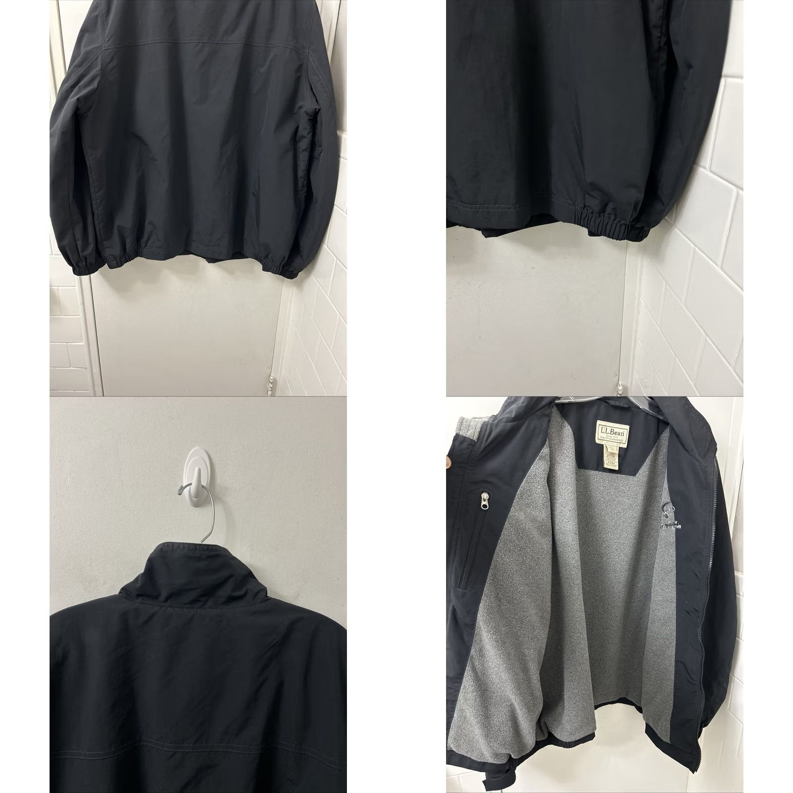 Vintage LL Bean Warm-Up Jacket Mens XL Black Fleece Lined Nylon Full Zip Windbreaker L/S Size US XL / EU 56 / 4 - 8 Thumbnail