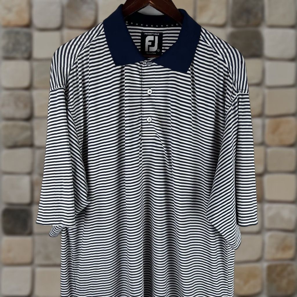 Footjoy Footjoy Polo Shirt Large Blue White ProDry Performance Lisle Golf *Stain Size US L / EU 52-54 / 3 - 1 Thumbnail