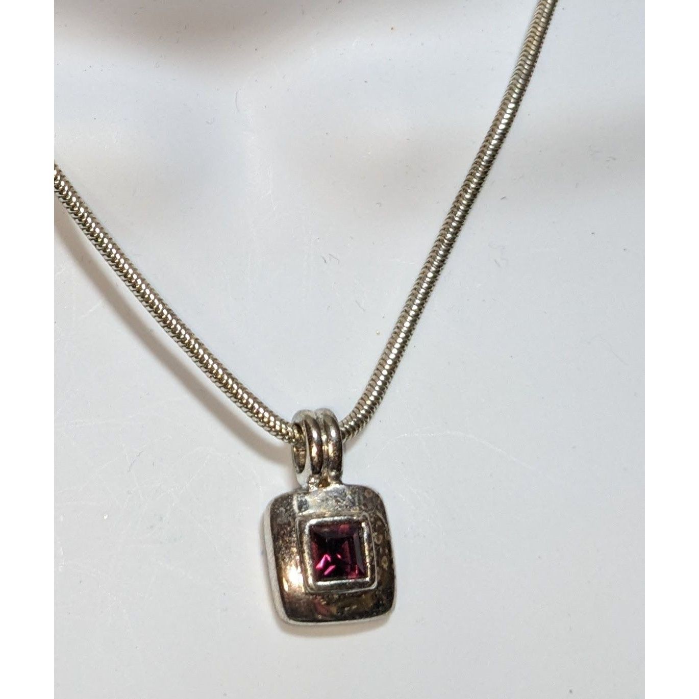 Other Vintage Square Pendant Necklace With Purple Faceted Stone Size ONE SIZE - 2 Thumbnail