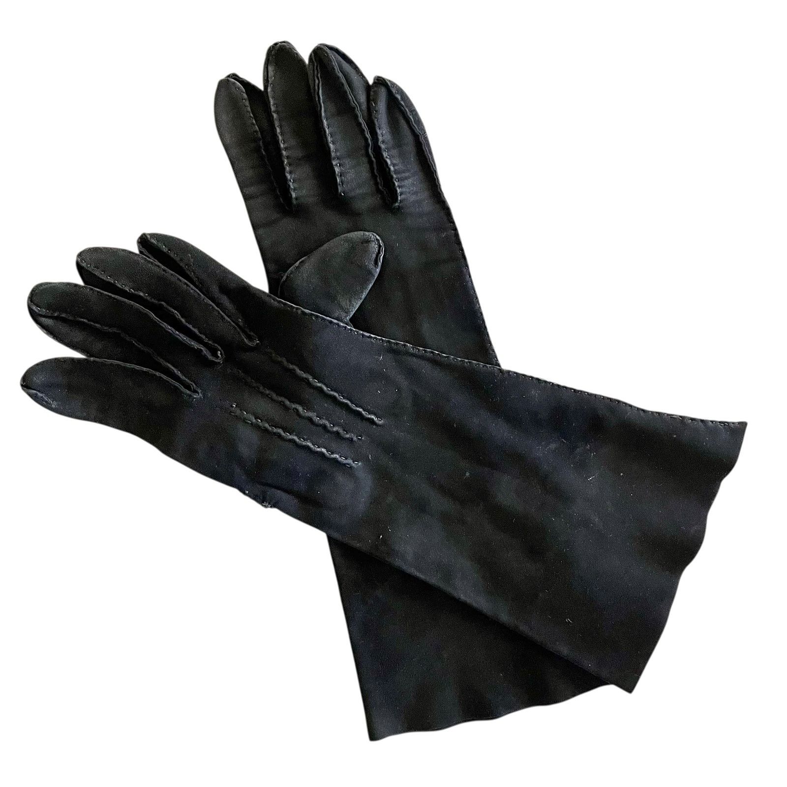 Vintage Vintage Black Fabric Forearm Long Evening Gloves Size 7 Size ONE SIZE - 1 Thumbnail