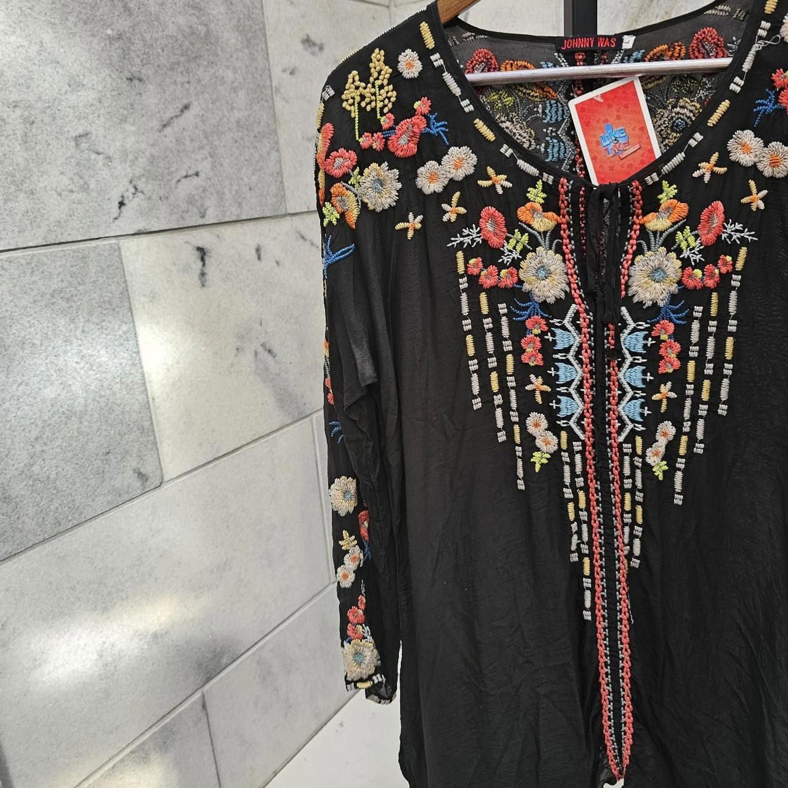 Designer Johnny Was Women's Black and Multi Blous Size L / US 10 / IT 46 - 3 Thumbnail