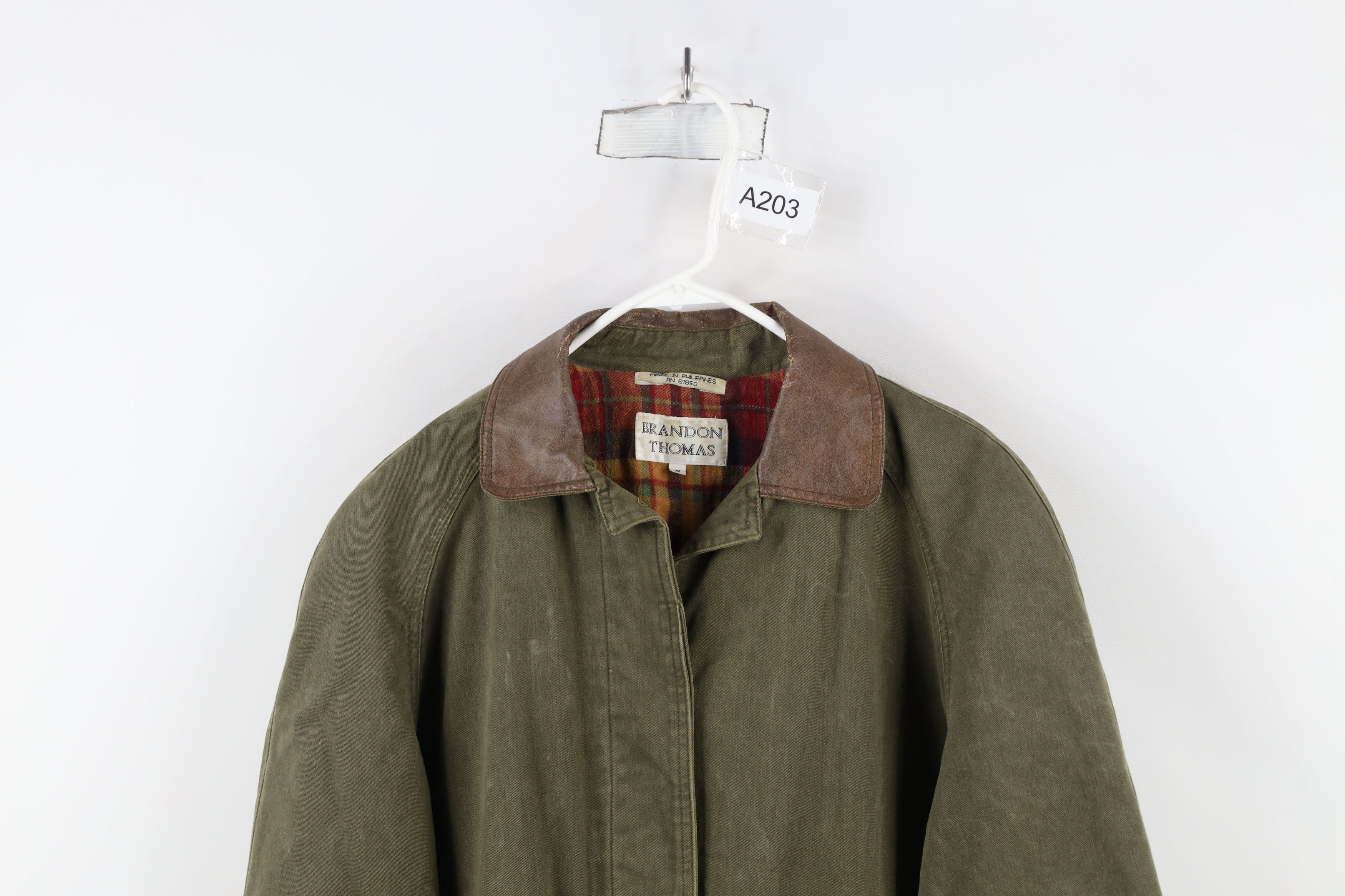 Vintage Vintage 90s Streetwear Leather Collar Flannel Lined Jacket Size S / US 4 / IT 40 - 2 Thumbnail