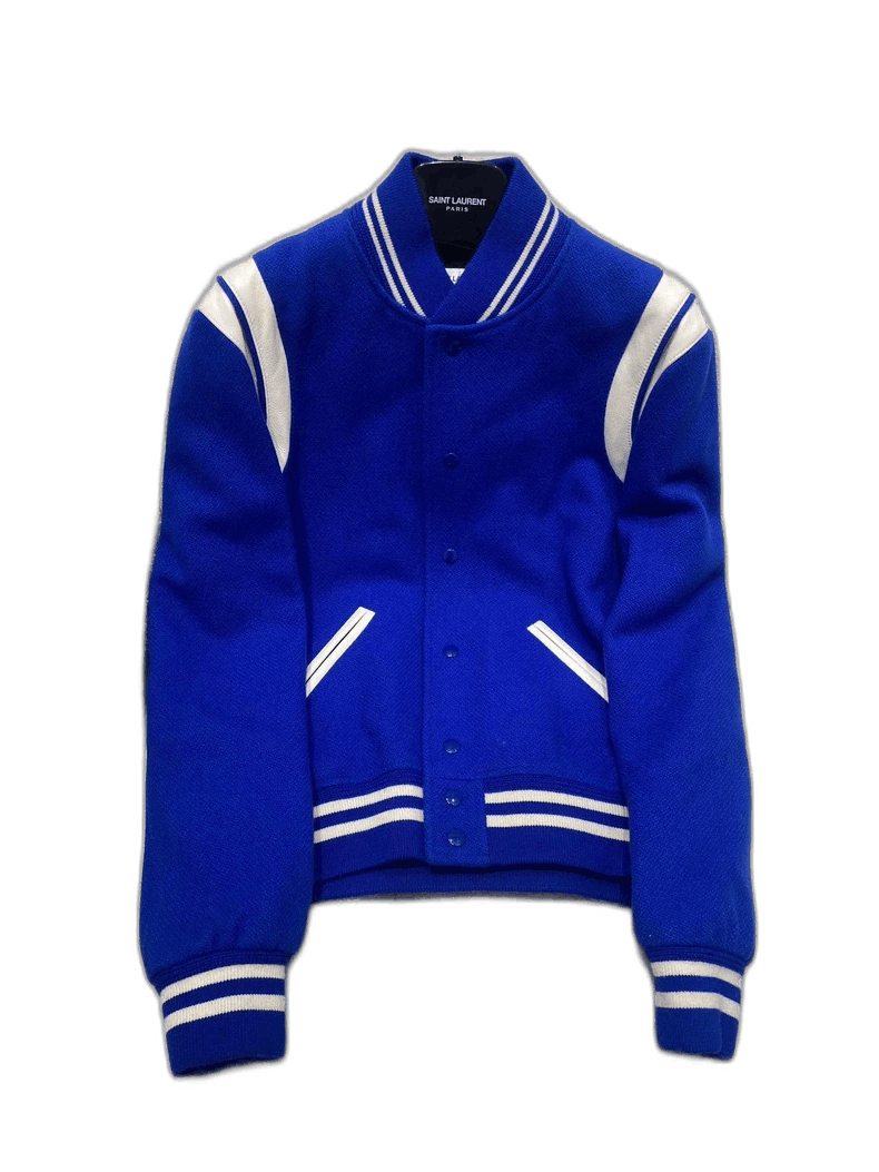 Saint Laurent Paris Saint Laurent Blue Varsity Bomber Jacket- Size US M / EU 48-50 / 2 - 1 Thumbnail