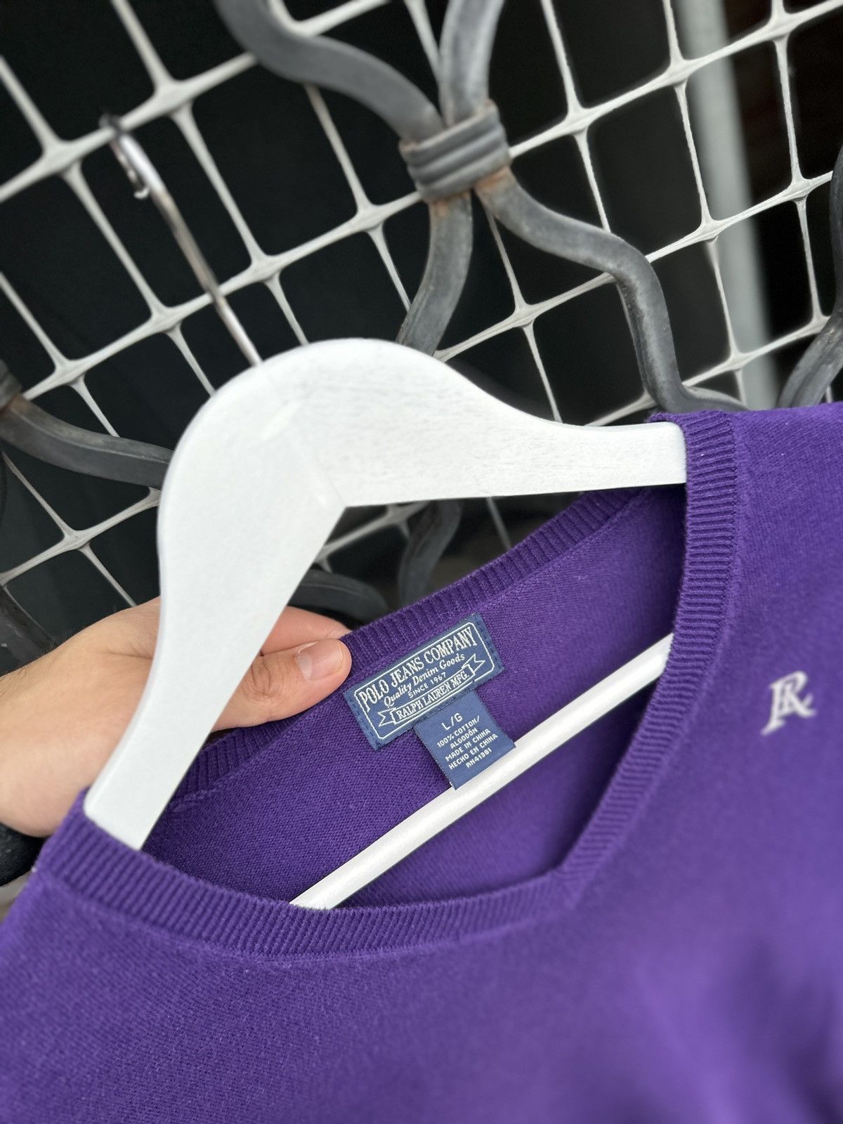 Lauren Ralph Lauren Vintage 90s Polo Jeans Company RL knitted purple sweater V Size US L / EU 52-54 / 3 - 5 Thumbnail