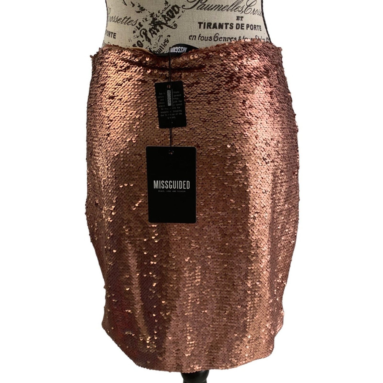 & Other Stories Y2K Sequin Bodycon Mini Skirt Women's Sz 6 Gold Side Zip NEW Size 28" / US 6 / IT 42 - 1 Thumbnail