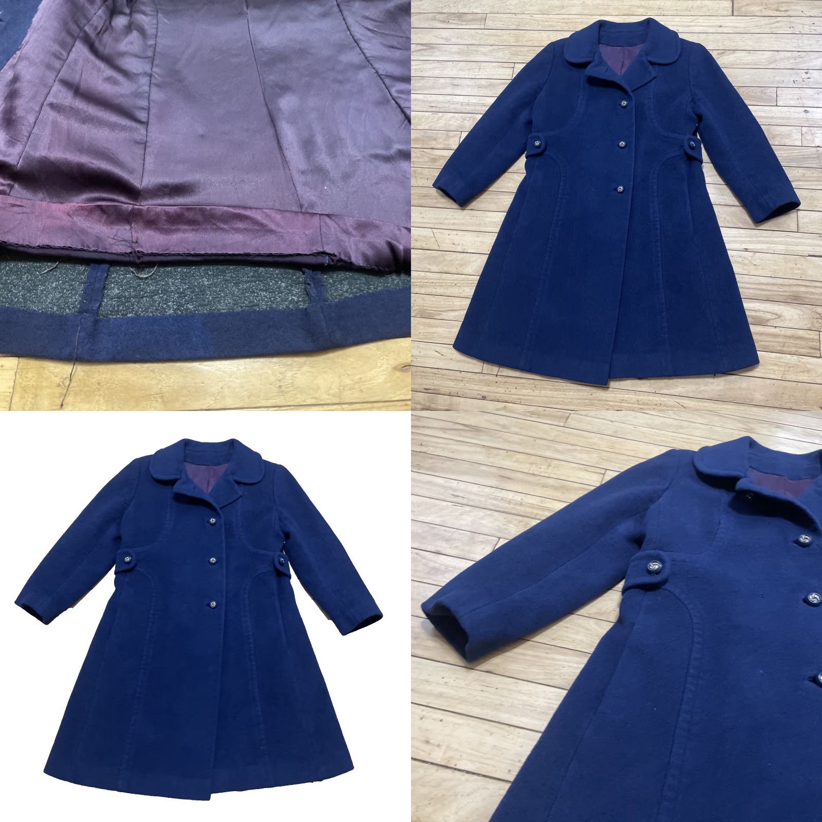 Vintage VINTAGE Trench Coat Women M Blue Stevens Forstmann Fabric vtg Mod 60s Heavyweight Wool Trench Coat Womens Blue 1960s Overcoat Wool Size M / US 6-8 / IT 42-44 - 10 Thumbnail