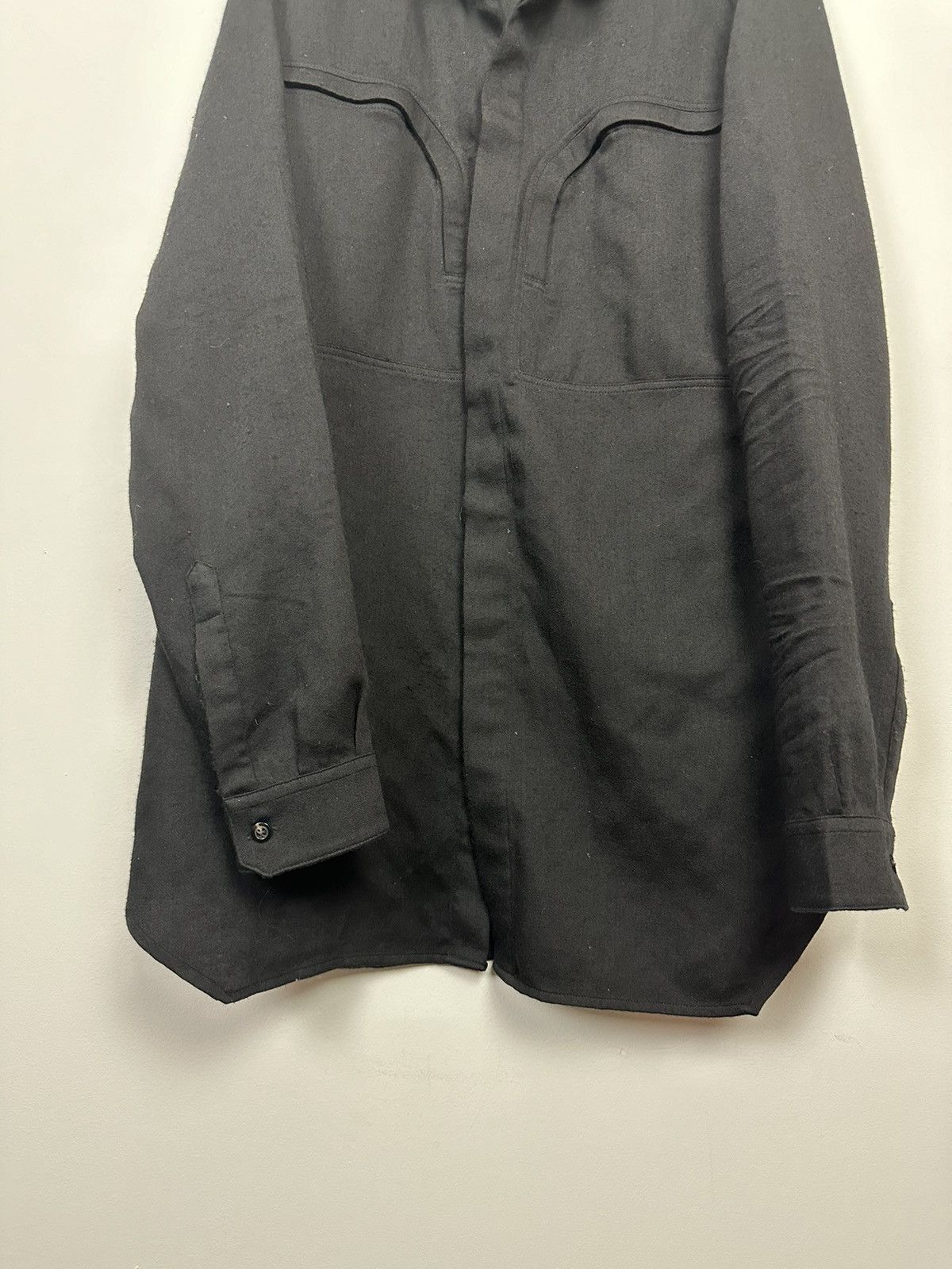 Rick Owens FW19 ‘LARRY’ Wool Bauhaus Button Up Shirt Size US L / EU 52-54 / 3 - 3 Thumbnail