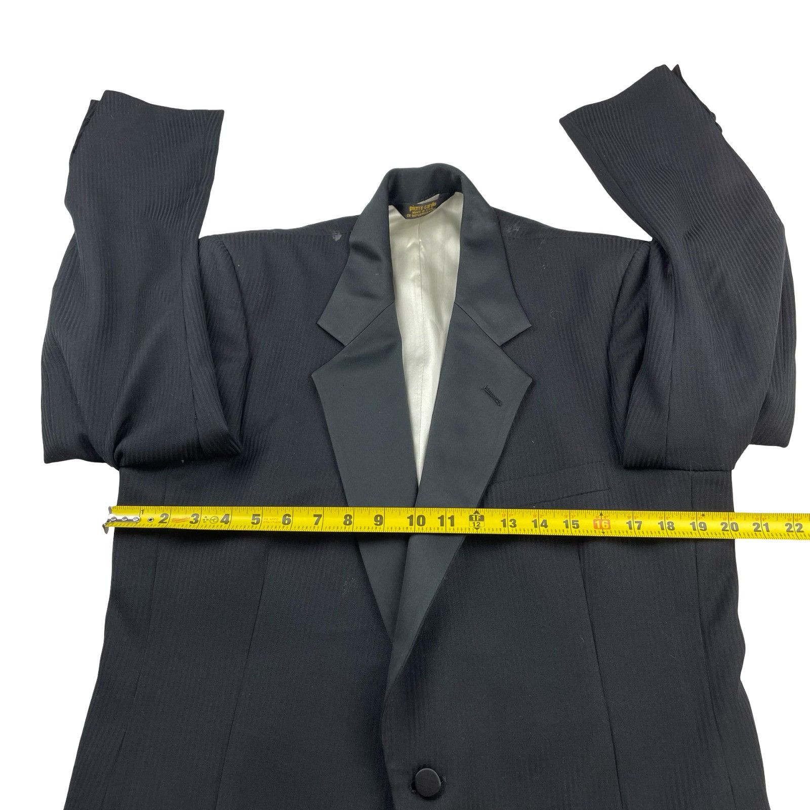 Pierre Cardin VTG Pierre Cardin Men's 100% Wool Tuxedo Jacket Black Shadow Size 40L - 9 Thumbnail