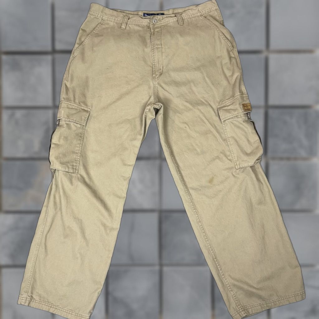 VINTAGE Pepe Jeans Cargo Pants Mens 40x32 Tan Wide-Leg Baggy Hip Hop 90s/2000s