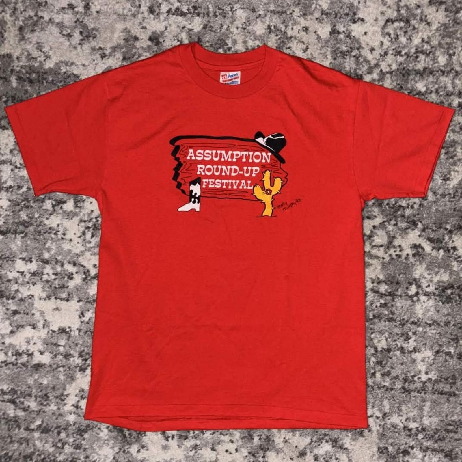 Vintage Vintage 80s / 90s Assumption Round Up Festival Tee Size US L / EU 52-54 / 3 - 3 Thumbnail