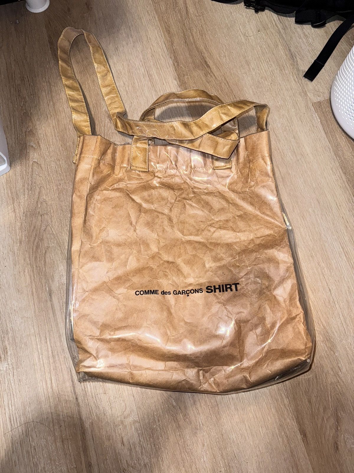 Comme Des Garcons x Comme Des Garcons Shirt Comme Des Garçons Shirt Pvc Kraft Paper Messenger Tote Bag in Beige