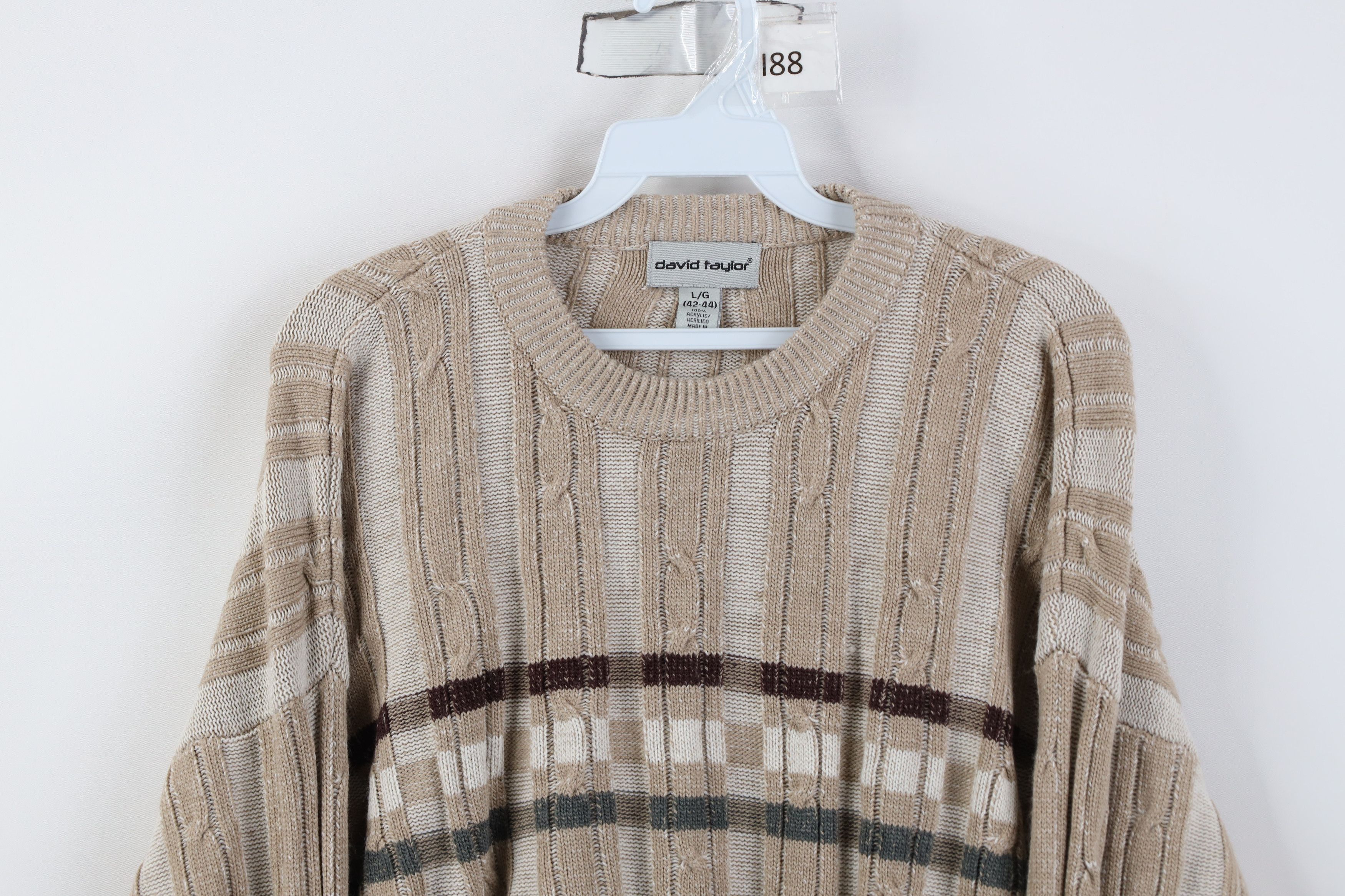 Vintage Vintage 90s Streetwear Ribbed Cable Knit Crewneck Sweater Size US L / EU 52-54 / 3 - 2 Thumbnail