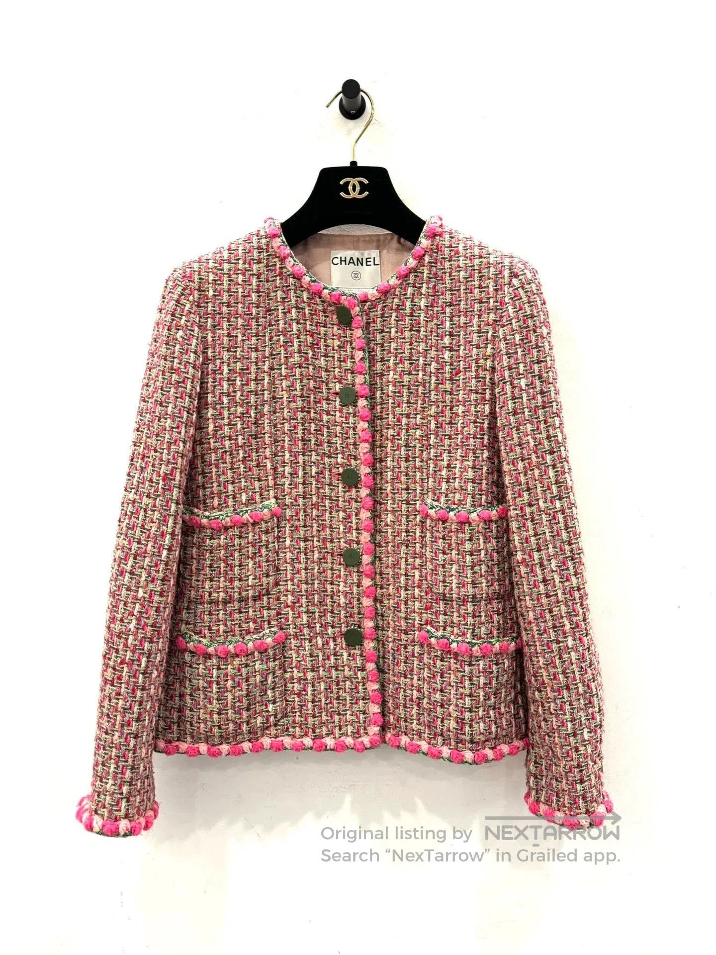 Chanel Chanel Pink Tweed Woven Jacket. Size XXS / US 00 / IT 34 - 1 Thumbnail