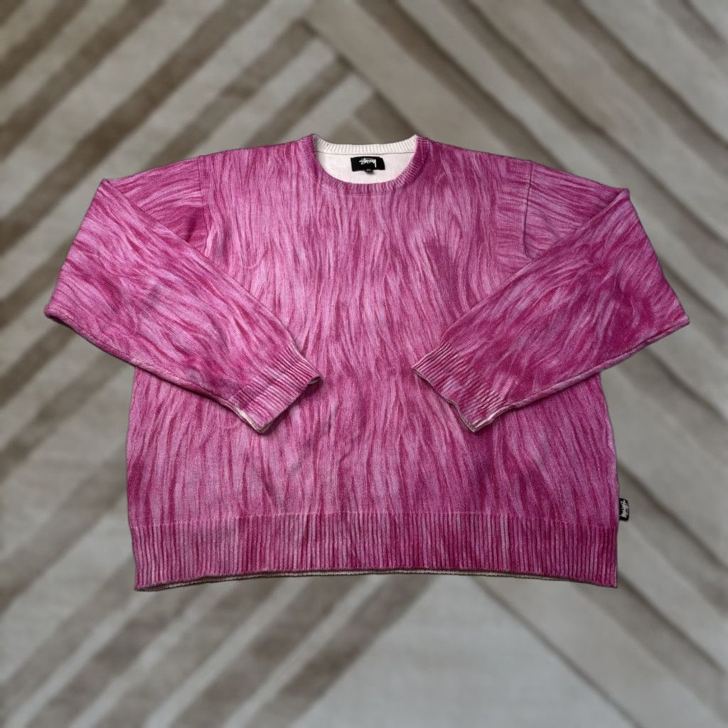 Vintage STUSSY RARE Printed Fur Crew Neck Sweater Pink Cotton Men’s XXL Size US XXL / EU 58 / 5 - 1 Thumbnail