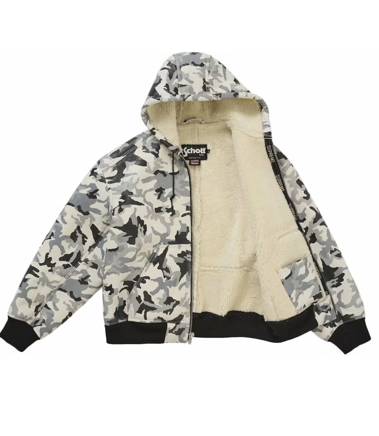 Supreme Supreme schott shearling leather jacket snow camo small Size US S / EU 44-46 / 1 - 3 Thumbnail