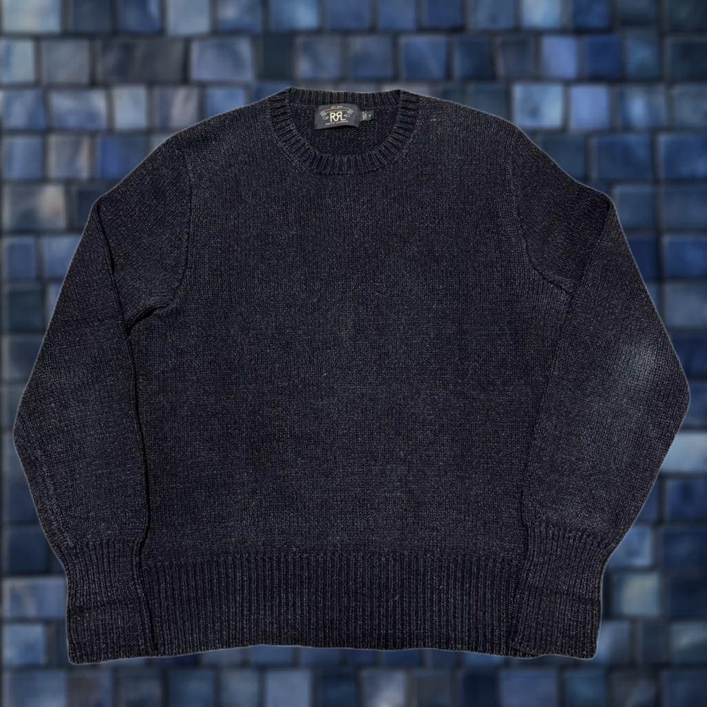 Ralph Lauren RRL RALPH LAUREN Men's Sweater M Gray Black Cotton Knit Crew Neck 00's Pullover Size US M / EU 48-50 / 2 - 1 Thumbnail