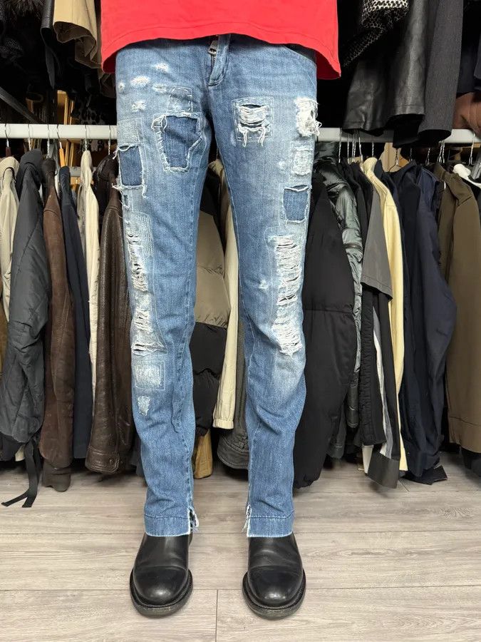 Dolce & Gabbana 2000s Dolce & Gabbana Blue Destroyed Denim Jeans Size US 30 / EU 46 - 3 Thumbnail