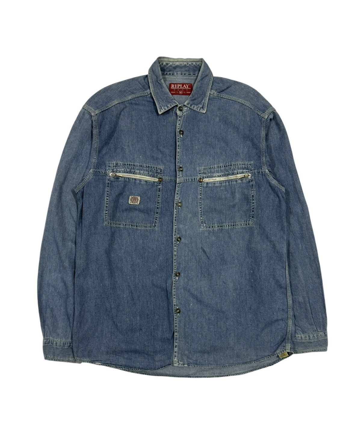 Replay × Vintage Vtg🔥90’s Replay Base Denim Shirt Made In Italy Size US M / EU 48-50 / 2 - 1 Thumbnail