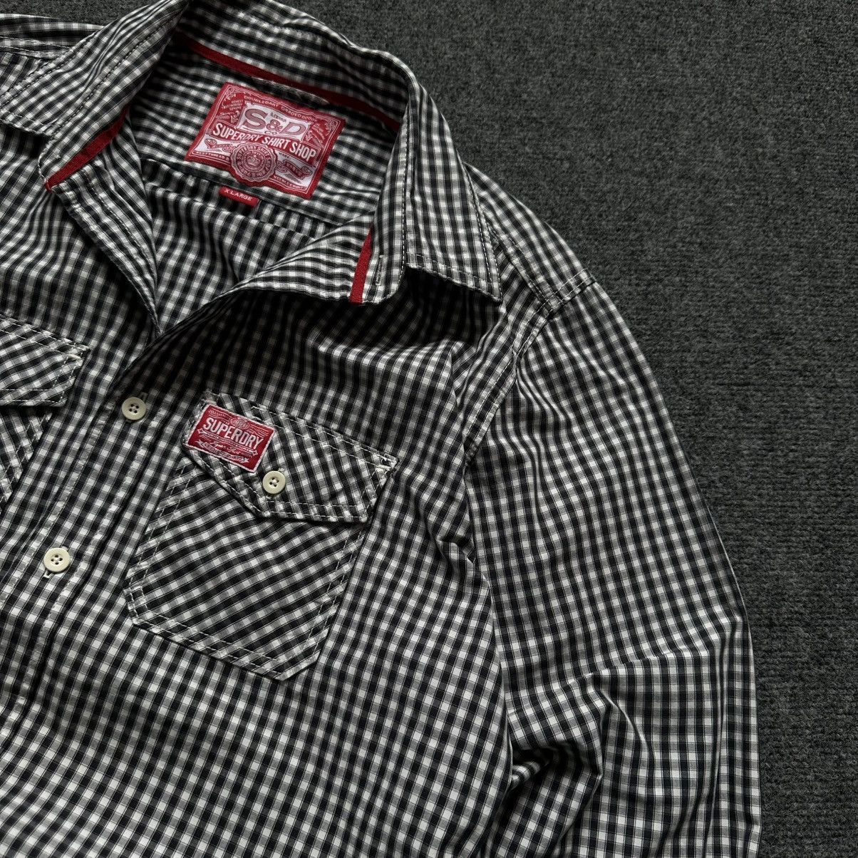 Superdry VTG Checked Shirt Superdry Button Up Size XL White Black Size US XL / EU 56 / 4 - 7 Thumbnail