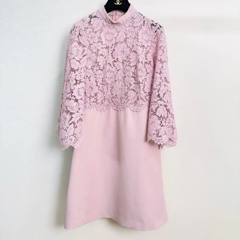 Valentino Valentino Pink Cotton Long Sleeve Dress 0089 Size S / US 4 / IT 40 - 1 Thumbnail