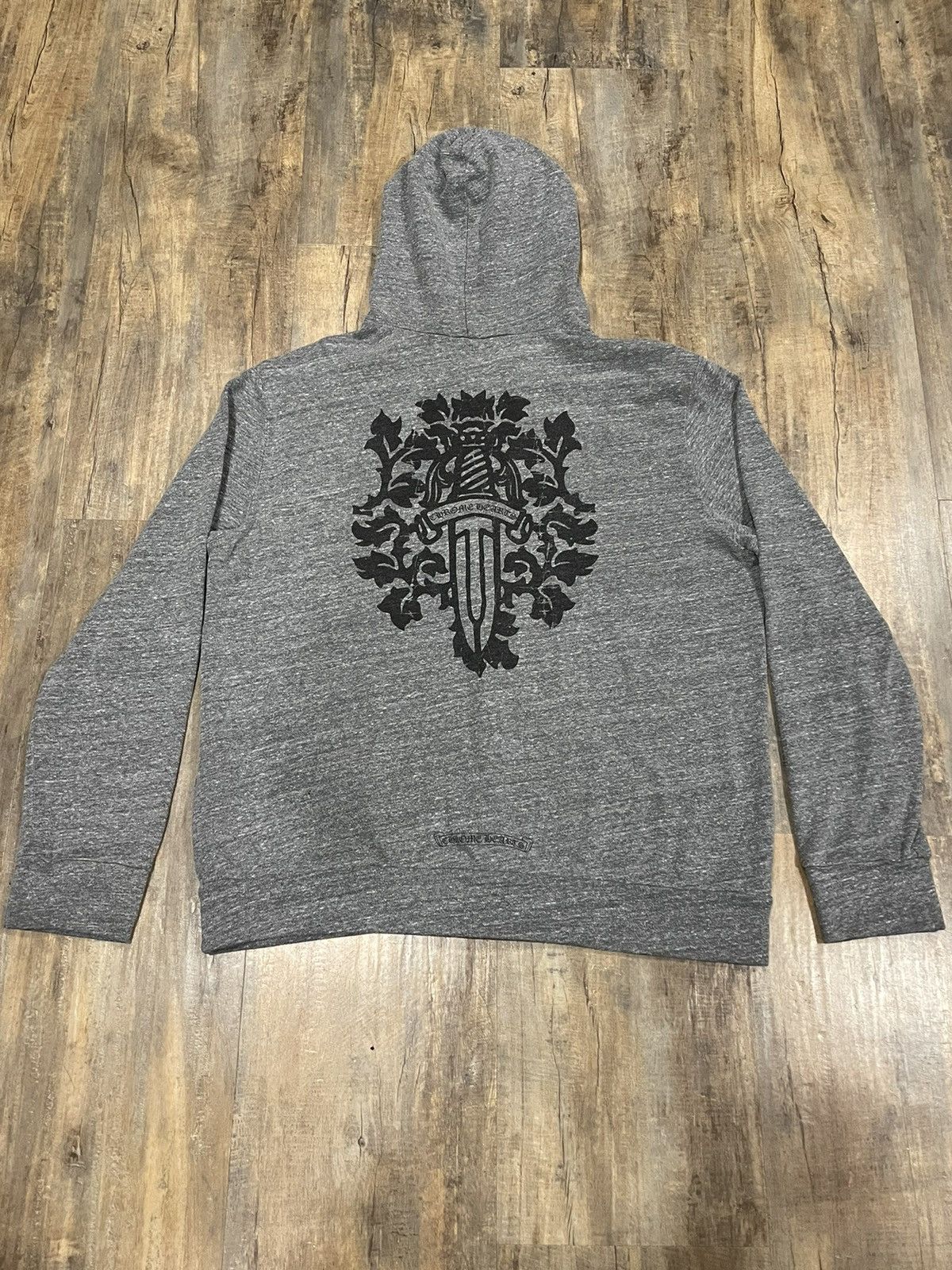Pre-owned Chrome Hearts Floral Dagger Logo Grey Zip Up Hoodie