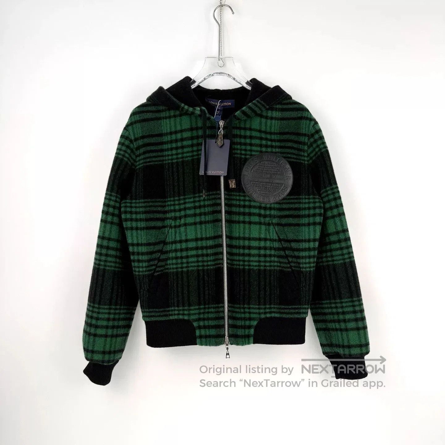 Louis Vuitton Green Plaid Wool Hooded Jacket. Size US XS / EU 42 / 0 - 3 Thumbnail