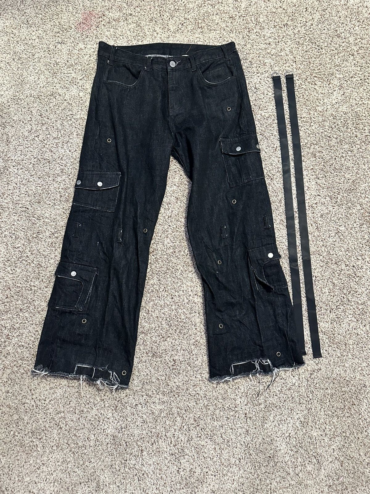 image of Les Demons Portent Black Cargo Denim, Men's (Size 30)