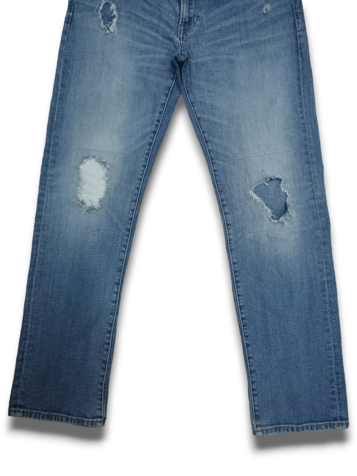 Japanese Brand × Uniqlo Vintage Uniqlo Blue Wash Distressed Patched Jeans 33x28 Size US 33 - 9 Thumbnail