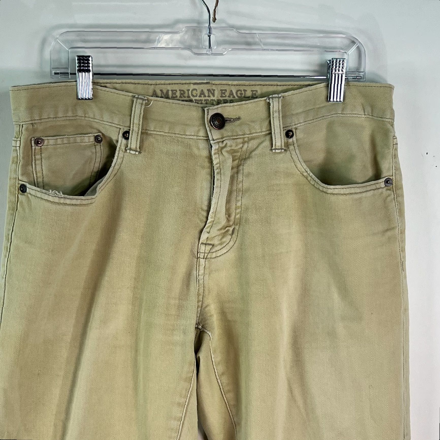 American Eagle Outfitters American Eagle Outfitters Mens Jeans Beige Denim Straight Leg Casual Size 32X34 Size US 32 / EU 48 - 3 Thumbnail