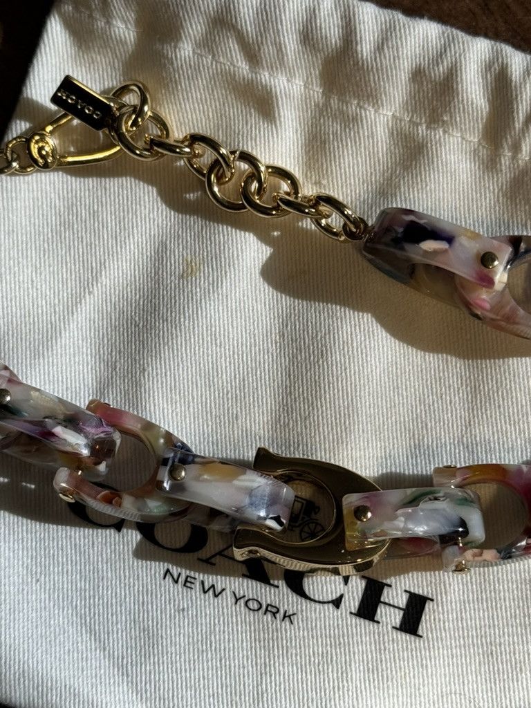 Coach COACH C Link Multicolor Resin Chunky Necklace Gold Tone Size ONE SIZE - 3 Thumbnail