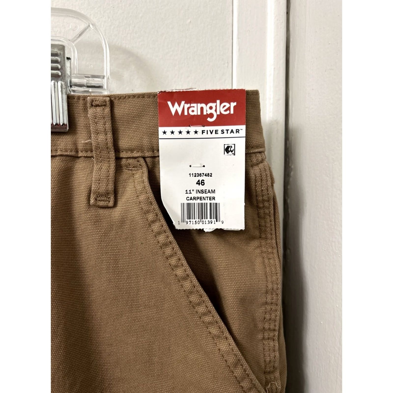 Wrangler Wrangler Carpenter Shorts Mens 46 Brown YKK Five Star 5 Pockets 11” Inseam Summer Workwear Outdoor Stretch Casual Cotton Belt Loop Denim Short Size US 30 / EU 46 - 4 Thumbnail