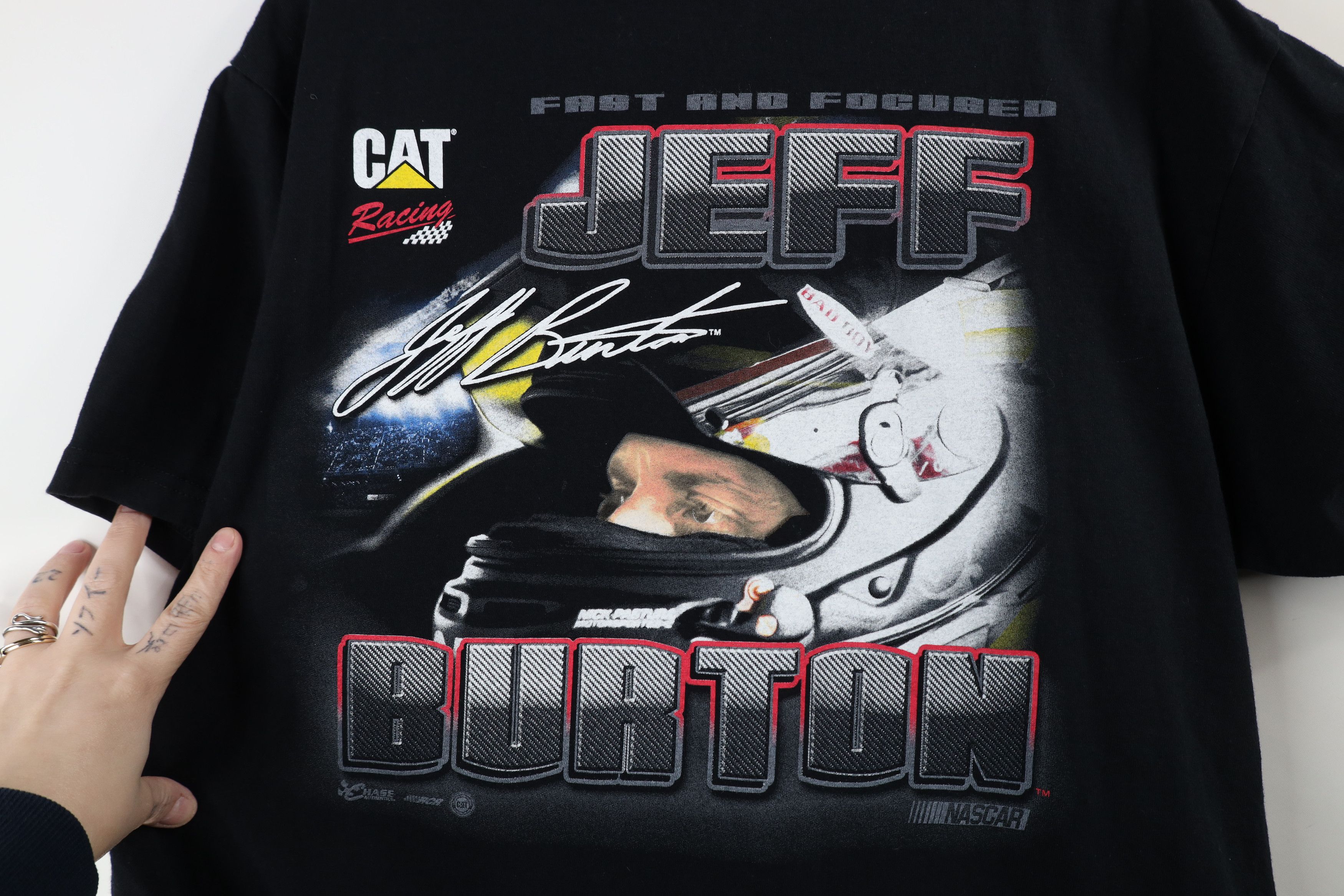 Vintage Vintage NASCAR Over Print Jeff Burton Racing T-Shirt Black Size US L / EU 52-54 / 3 - 9 Thumbnail