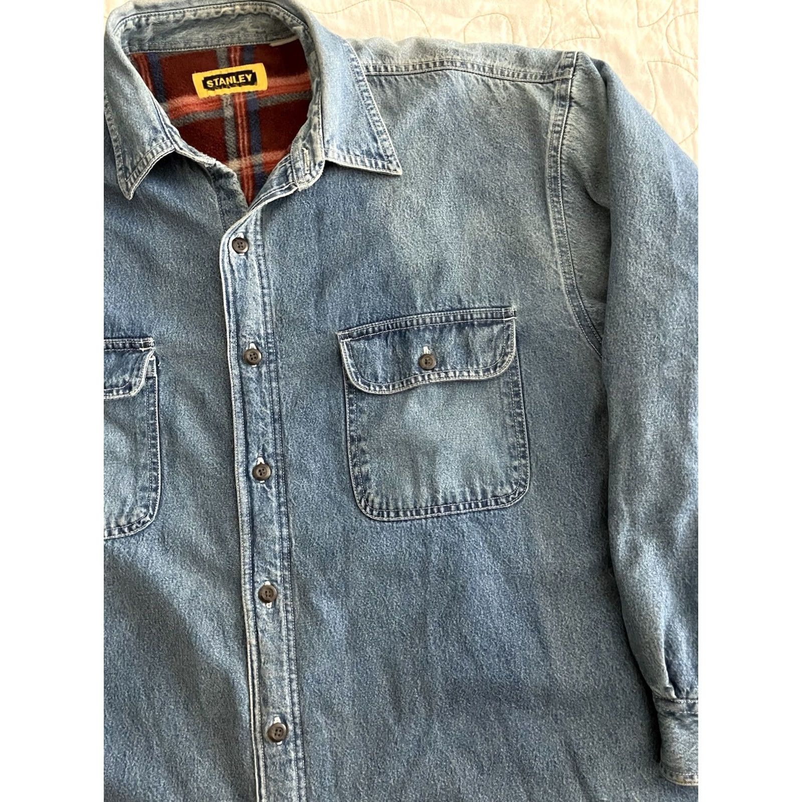 Vintage Vintage Stanley Denim Shirt 2XL Plaid Fleece Lined 2nd Amendment Large Patch Shirt Mens 2XL Blue Plaid Denim Jacket Size US XXL / EU 58 / 5 - 5 Thumbnail