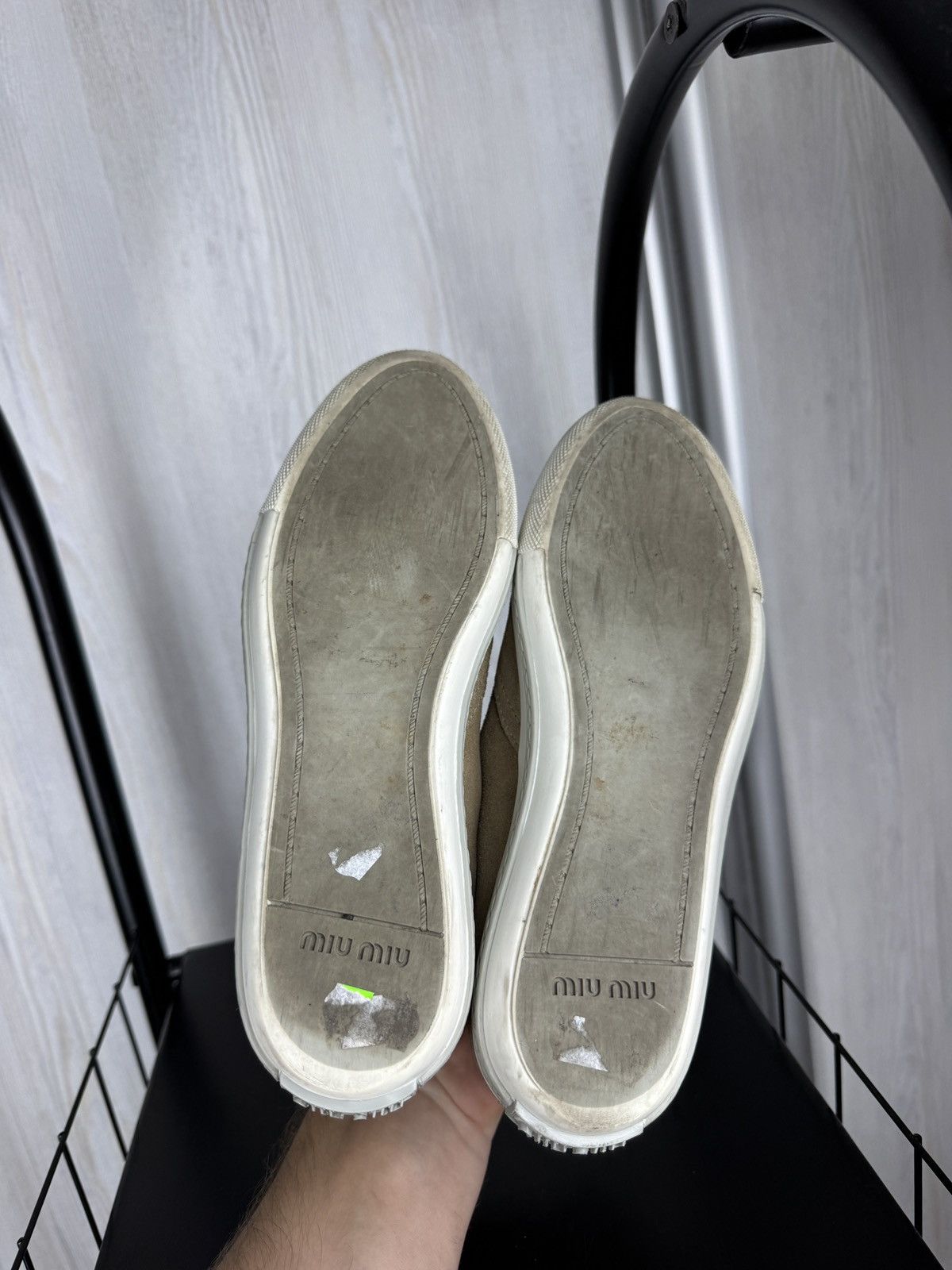 Miu Miu MIU MIU PRADA Beige Suede GRAY TRIM METAL CAP TOE LOAFERS 36 Size US 6 / IT 36 - 11 Thumbnail