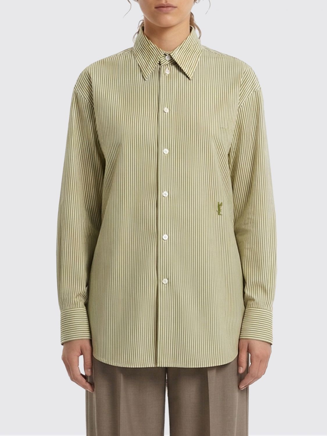 Saint Laurent Paris Saint Laurent Shirt Woman Kaki Size XS / US 0-2 / IT 36-38 - 1 Thumbnail