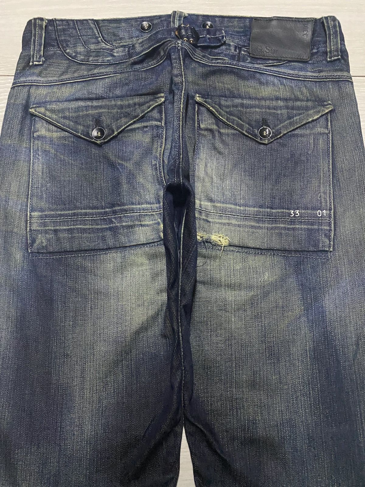 G-Star × Marc Newson G Star 33/01 Mud Wash Buckle Back Double Knee Loose Jeans Size US 33 - 4 Thumbnail
