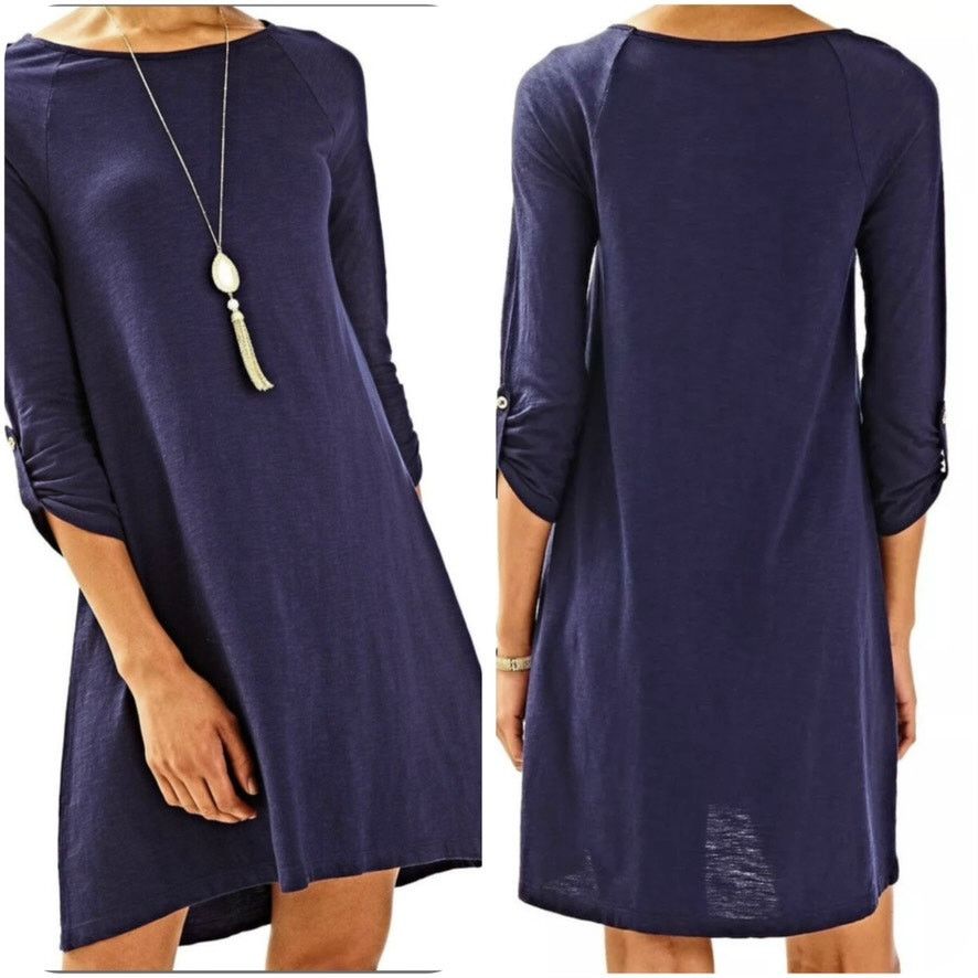 Lilly Pulitzer Lilly Pulitzer 26198 Suncrest Swing MEDIUM Tab Sleeves Navy Size M / US 6-8 / IT 42-44 - 1 Thumbnail