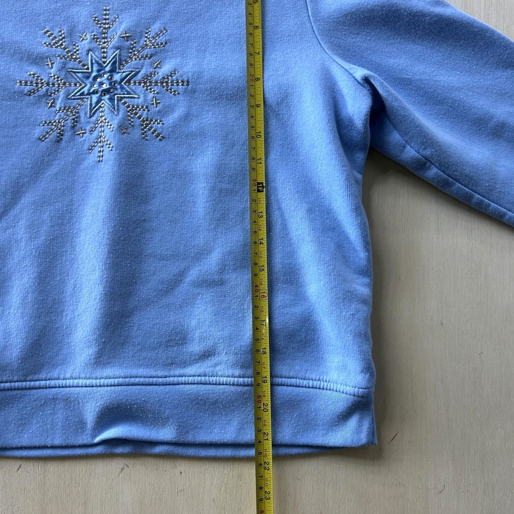 Vintage Studio Works Sport Sweatshirt Womens PL Large Blue Lined Embroidered Snowflake Sweater Crew Neck Long Sleeve Size L / US 10 / IT 46 - 3 Thumbnail