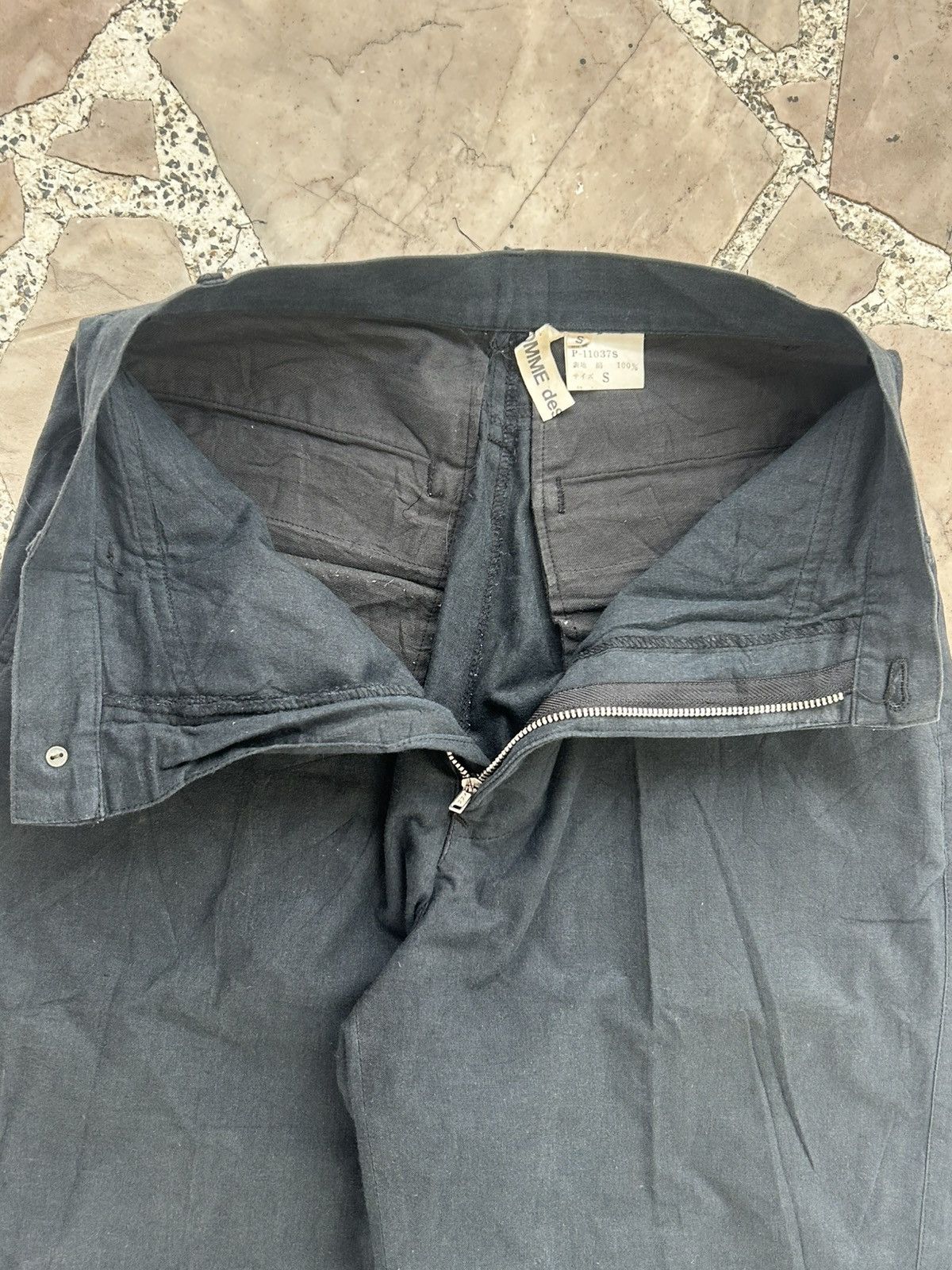Comme des Garcons CDG Slack Parachute Faded Black Pants Size 22" - 6 Thumbnail