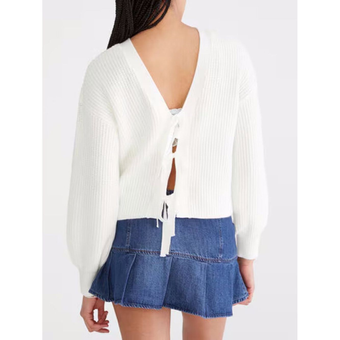 Aeropostale NWT New Aéropostale Ribbed Reversible Tie White Cardigan Si Size L / US 10 / IT 46 - 3 Thumbnail