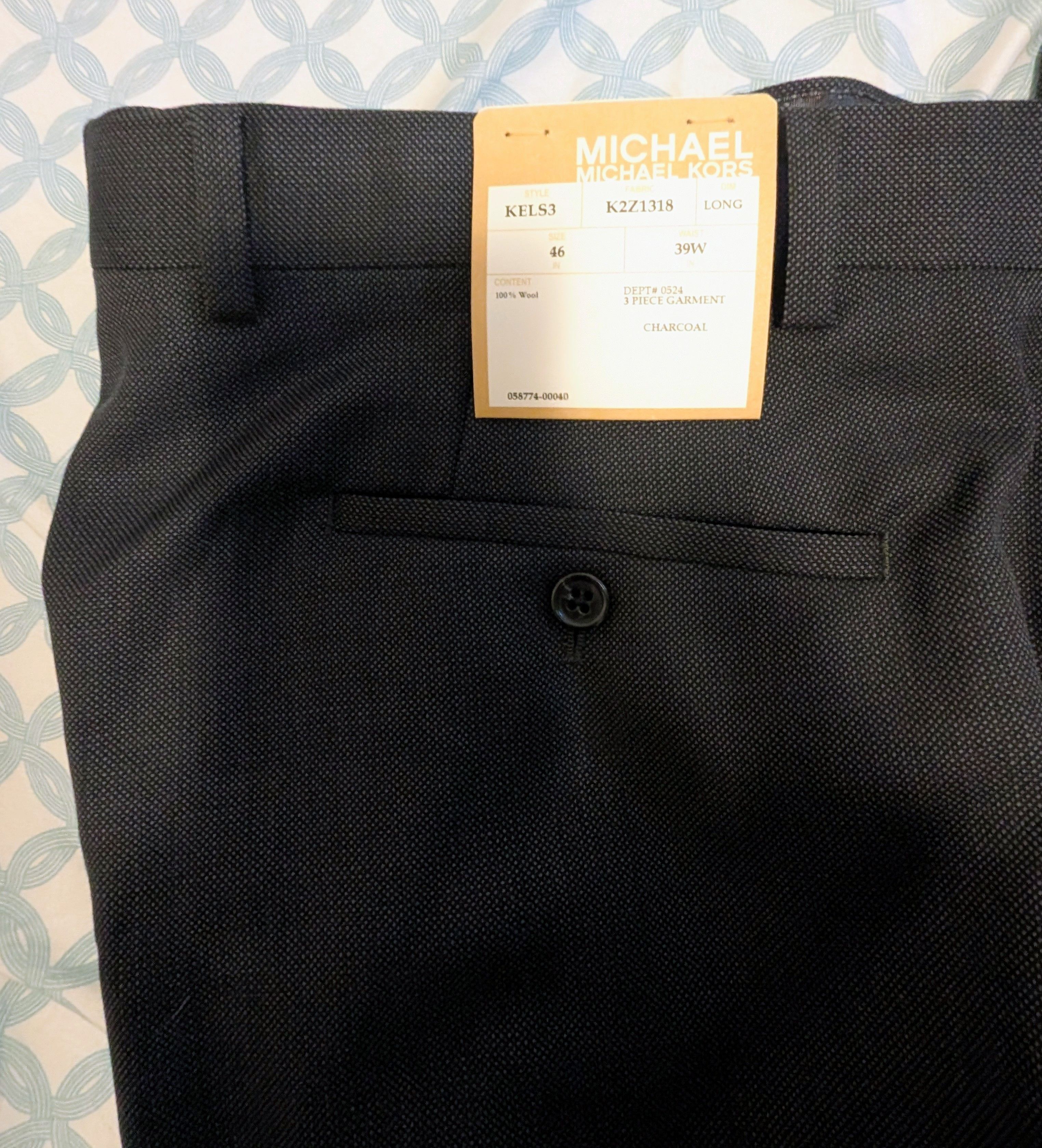 Michael Kors New Michael Kors 3 Piece 100% Wool Suit Charcoal Size 46L Size 46L - 10 Thumbnail