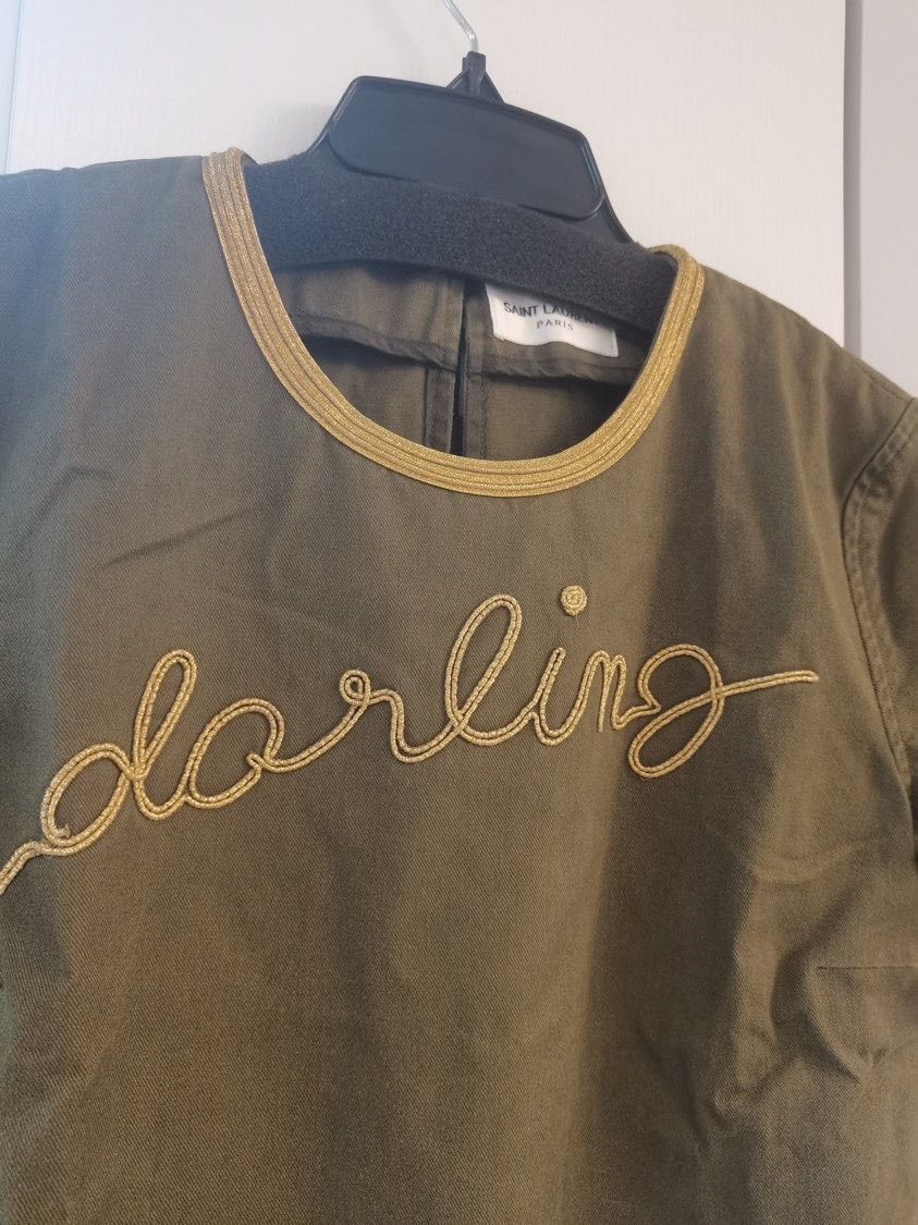Saint Laurent Paris Saint Laurent Olive Green Embroidered Dress. Size S / US 4 / IT 40 - 4 Thumbnail