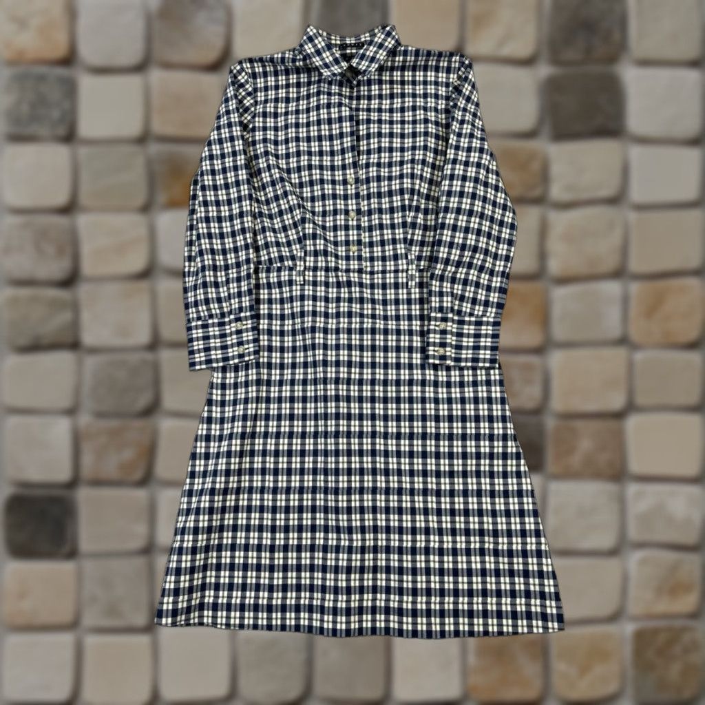 Theory VINTAGE Theory Shirt Dress Women 2 Short Cotton Plaid Collared Button Casual Spring Summer Womens Size XS / US 0-2 / IT 36-38 - 1 Thumbnail