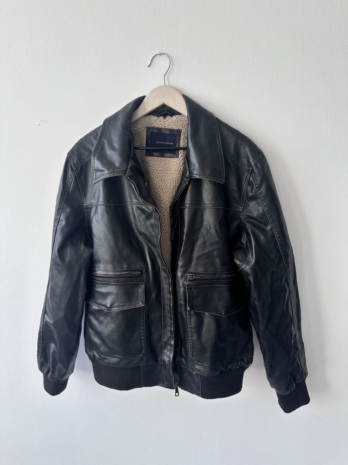 Tommy Hilfiger Tommy Hilfiger Sherpa Lined Faux Leather Bomber Jacket XL Size US XL / EU 56 / 4 - 12 Thumbnail