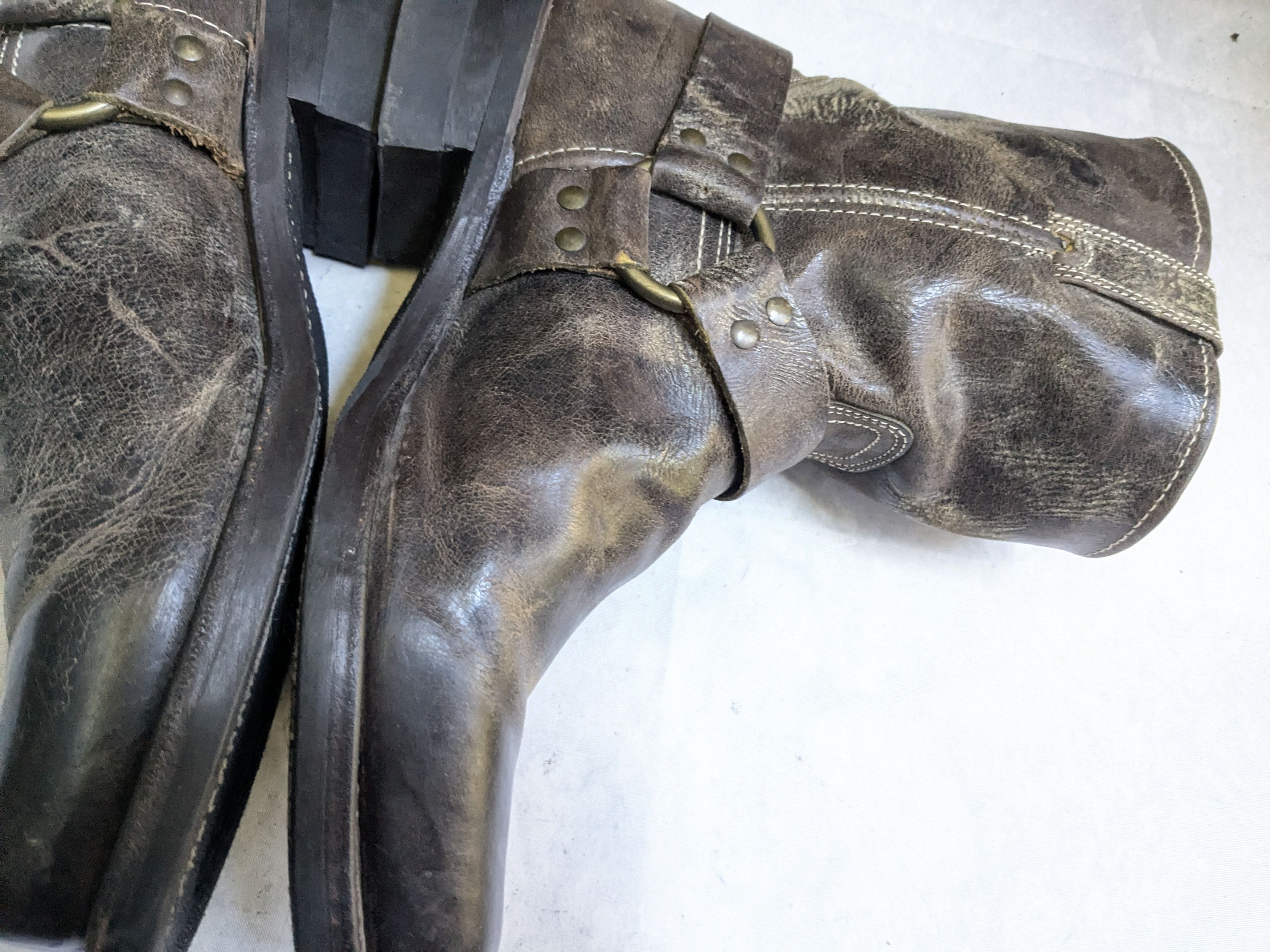 Frye Frye Harness Boots Brown Leather 12 M USA Buckle Strap Size US 12 / EU 45 - 12 Thumbnail