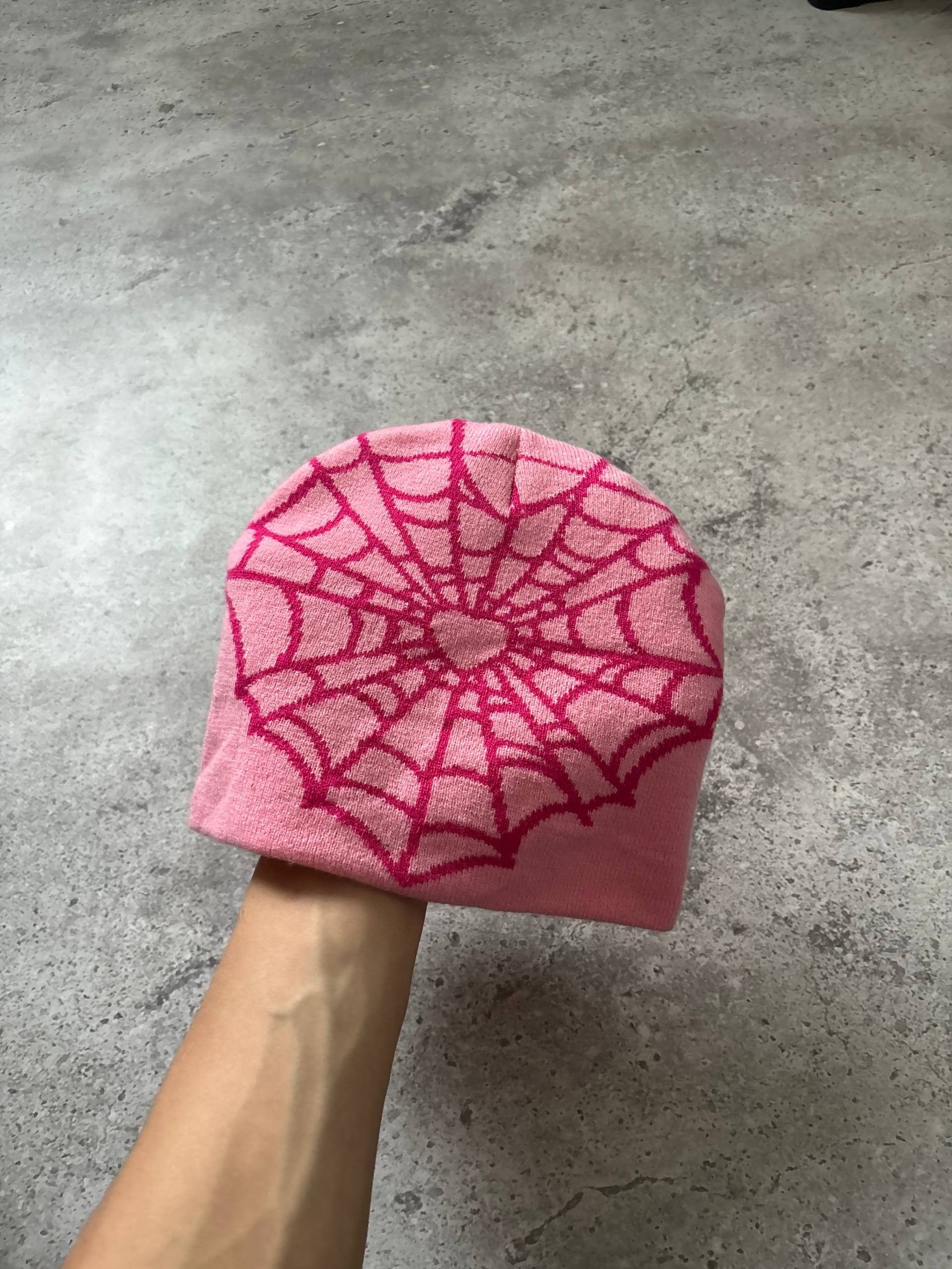 Japanese Brand Y2K Japanese Vintage Spider Web Alt Punk Knitted Pink Hat Size ONE SIZE - 2 Thumbnail