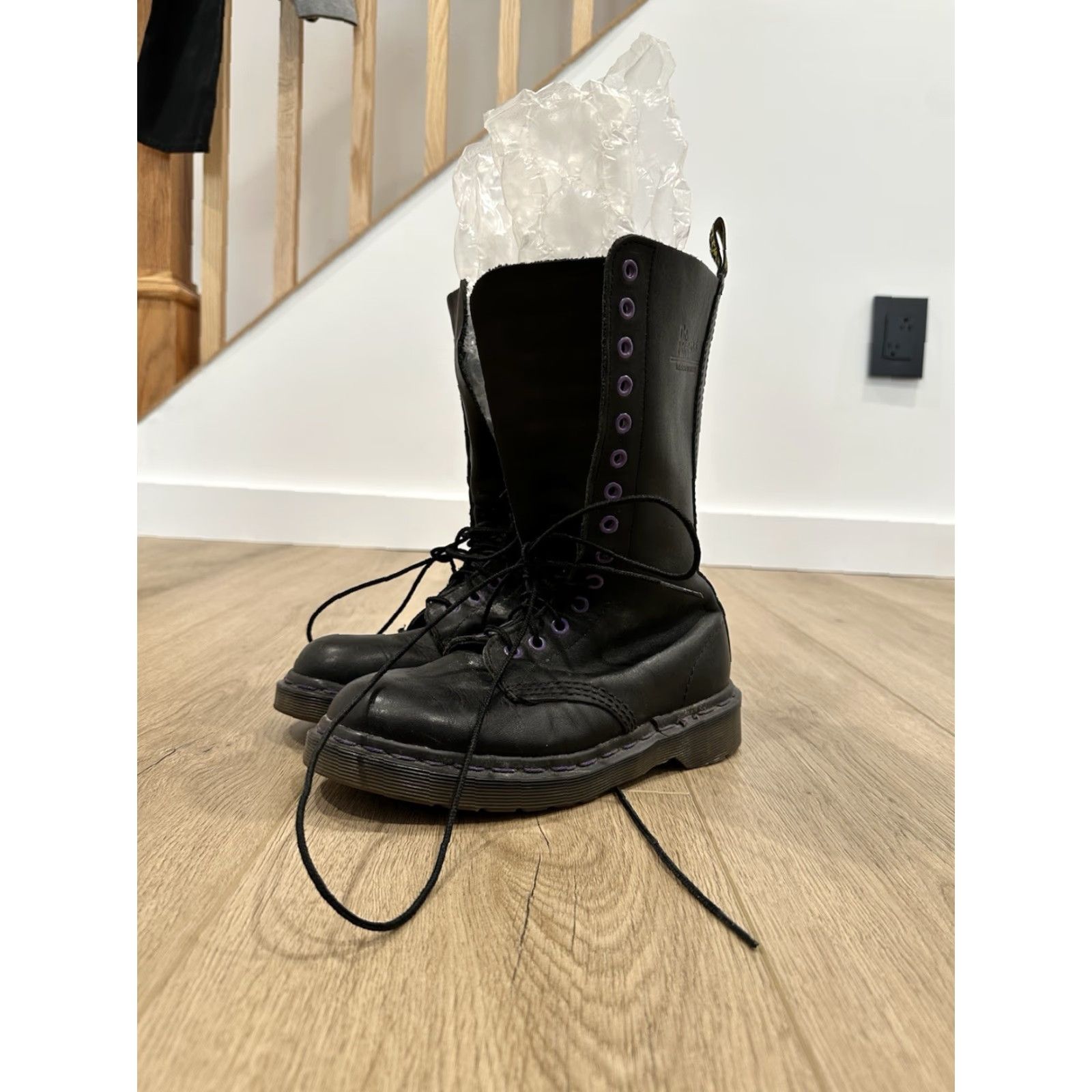 Dr. Martens Dr. Martens 14 Eye Boots Women Black Leather Combat UK 4 Mid-Calf Leather Lining Rubber Sole Size US 4 / IT 34 - 2 Thumbnail
