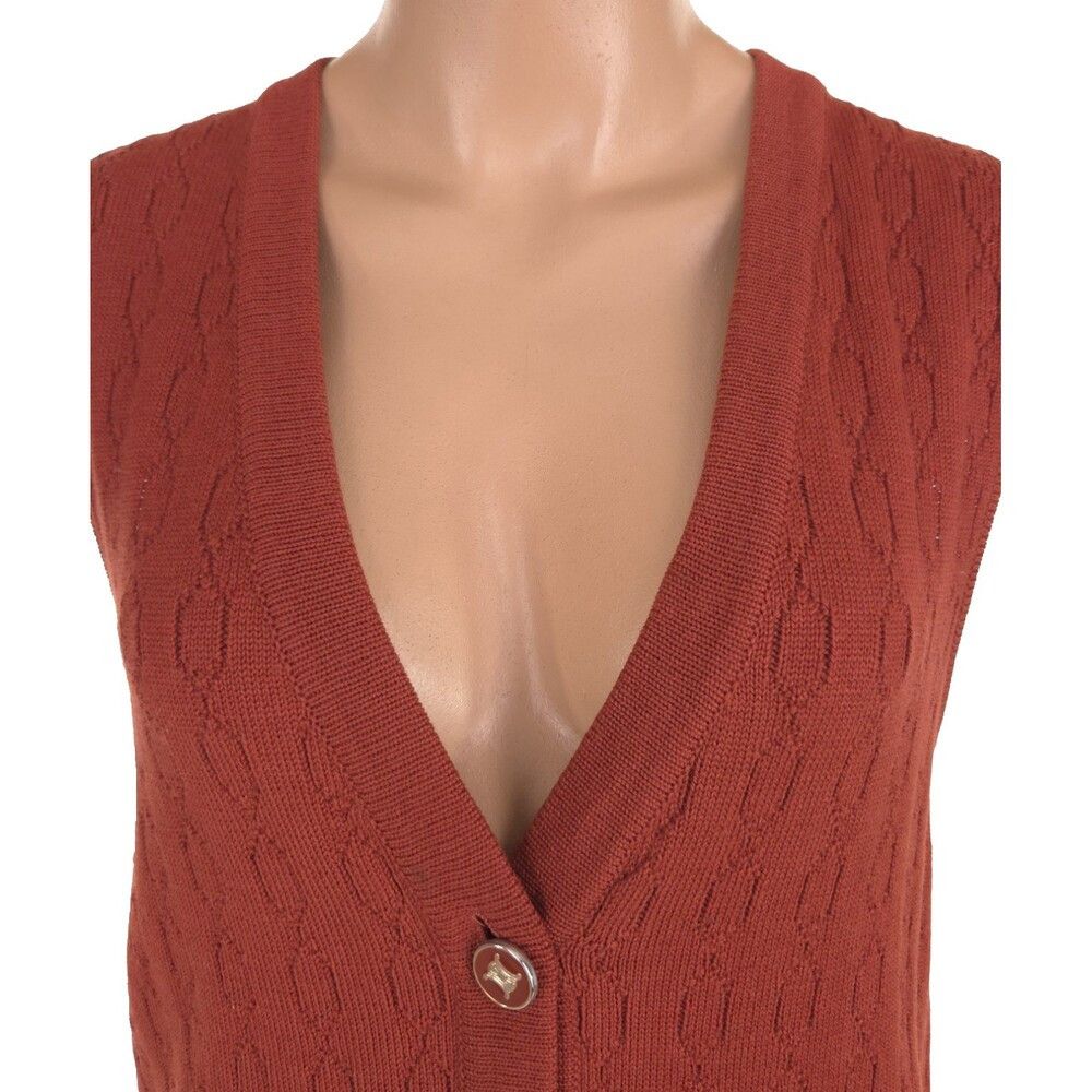 Celine Vintage 80s 90s Celine Paris Sweater Vest Size 42 M Orange Size M / US 6-8 / IT 42-44 - 3 Thumbnail